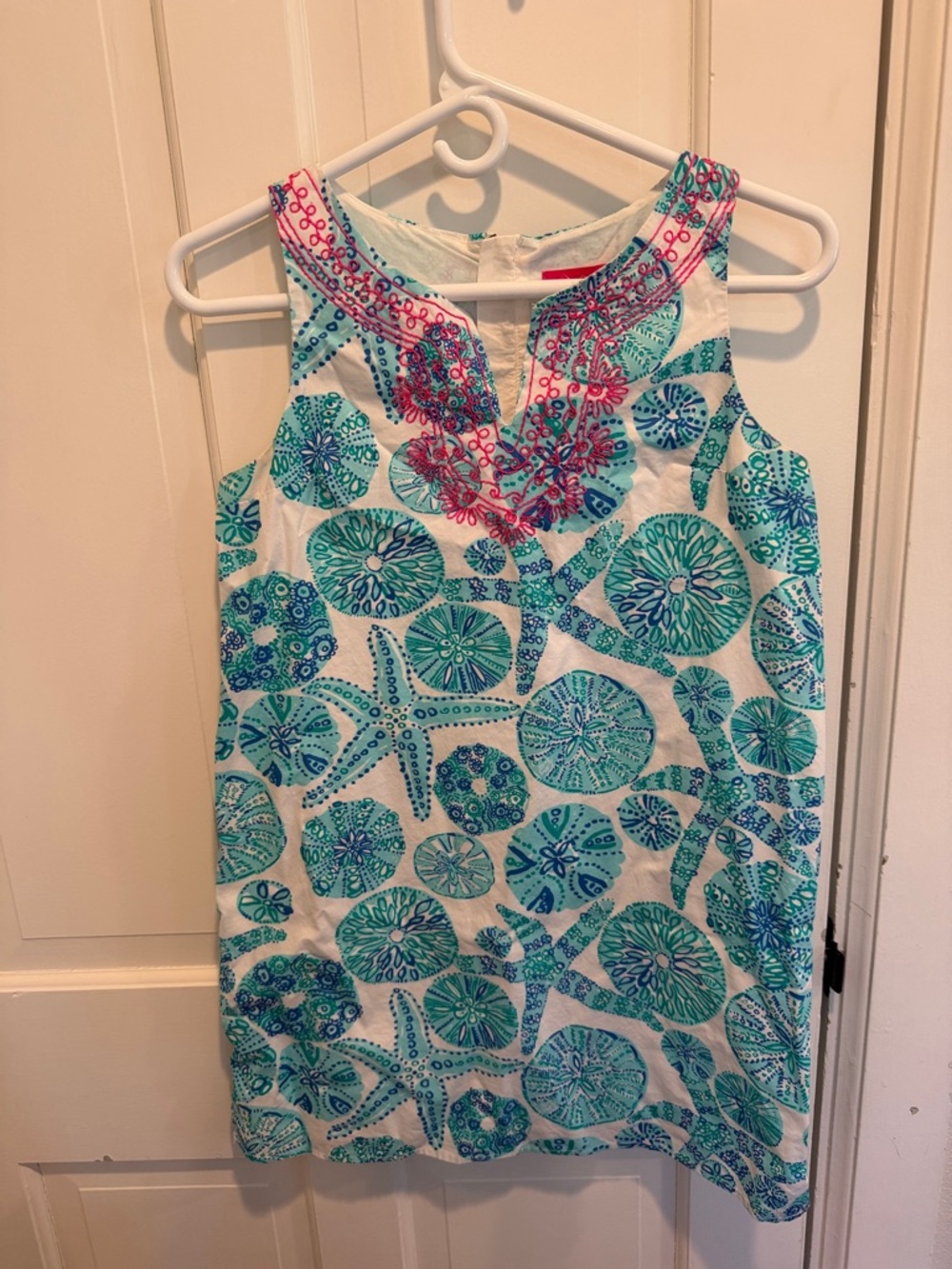 Lilly Pulitzer Girls White Dress with Turquoise & Pink Print